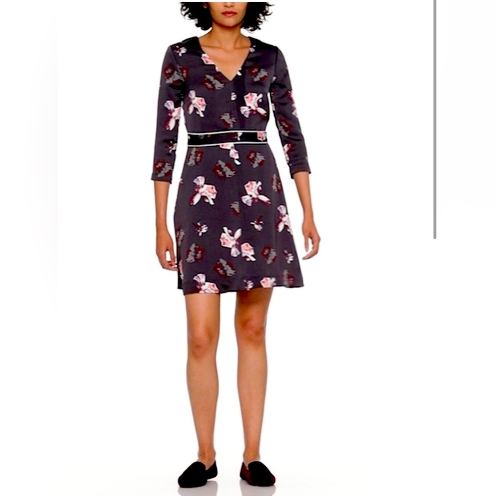 NWT Banana Republic FLORAL V-NECK FIT-AND-FLARE DRESS